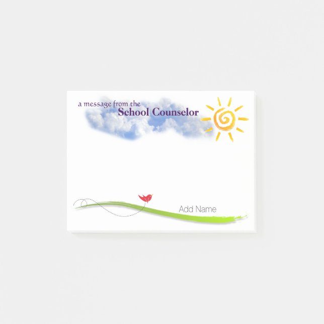 Sunny Skies Custom School Counselor Post-it Notes (Front)