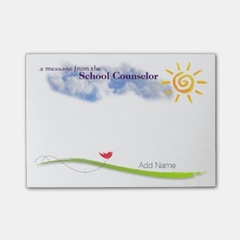 Sunny Skies Custom School Counselor Post-it Notes by schoolpsychdesigns at Zazzle