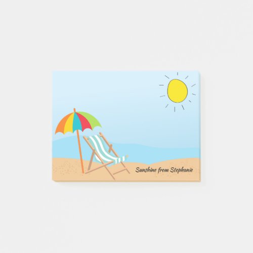 Sunny Sky Beach Chair and Umbrella Post_it Notes
