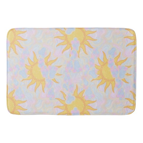 Sunny Snow Clouds Bath Mat