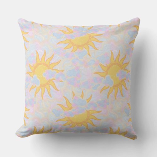 Sunny Snow Clouds Throw Pillow