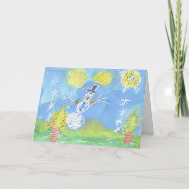 Sunny Snowman - Customizable Holiday Card (Front)