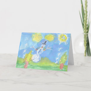 Sunny Snowman - "Happy Holidays" Holiday Card