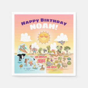 Sunny SoCal Custom Birthday Napkins