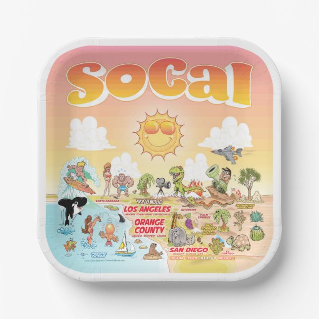 Sunny SoCal Paper Plates (Front)