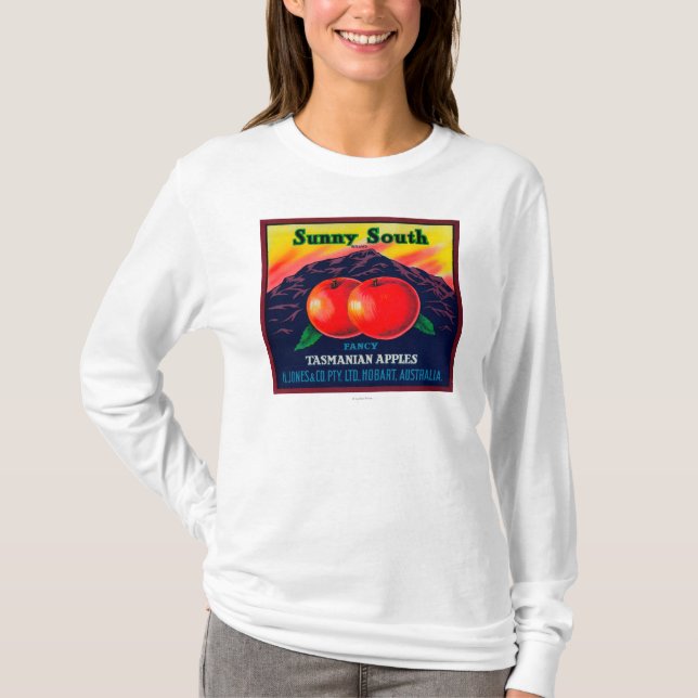 Sunny South Apple LabelHobart, Australia T-Shirt (Front)