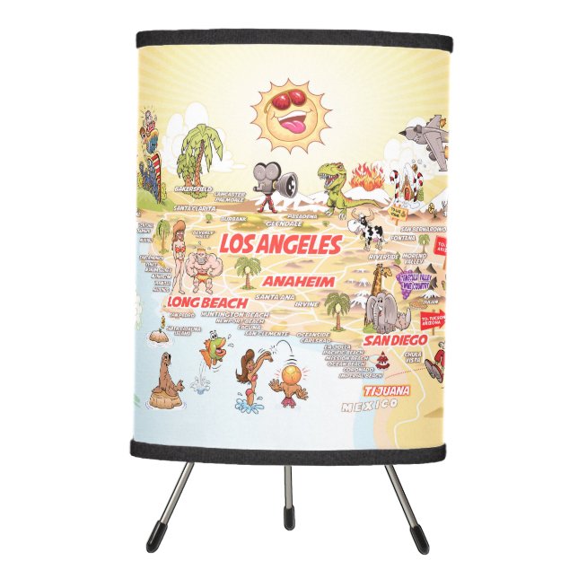 Sunny Southern California Beach Paradise Lamp (Front)