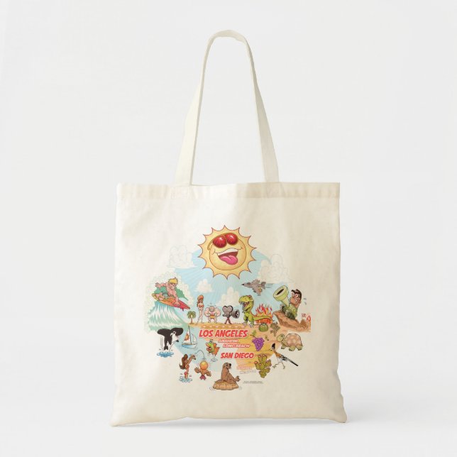 Sunny Southern California Cartoon Tote (Front)