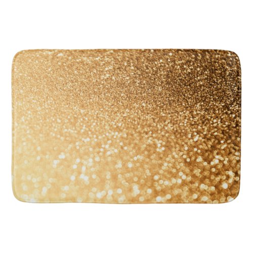 Sunny Sparkle Yellow Luxury Trendy Gold Glitter Bathroom Mat