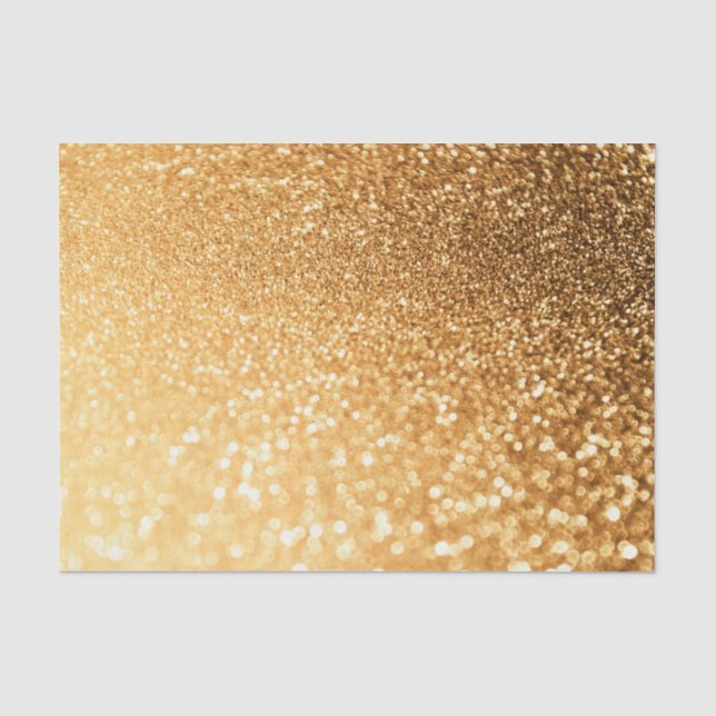 Sunny Sparkle Yellow Luxury Trendy Gold Glitter Tissue Paper (Front)