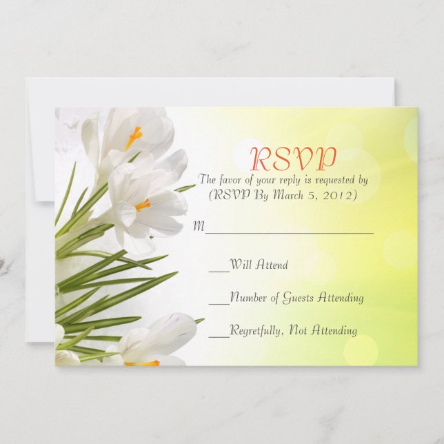 Sunny Spring White Iris RSVP Card (Front)