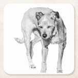 Sunny Squint Square Paper Coaster<br><div class="desc">Protect your table with a moment of canine comedy—this dog’s bright-day face is pure character. It adds warmth and laughter to everyday rituals.</div>