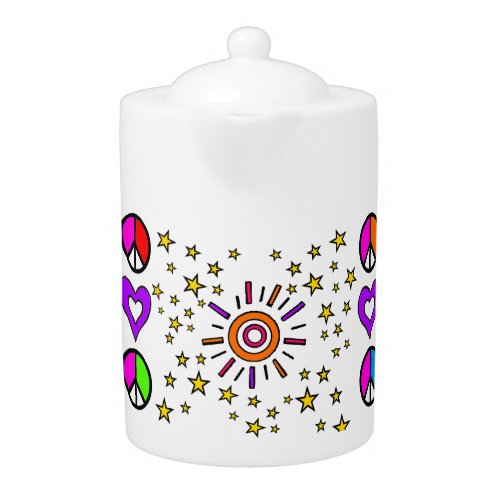 Sunny Starburst Peace and Love Teapot