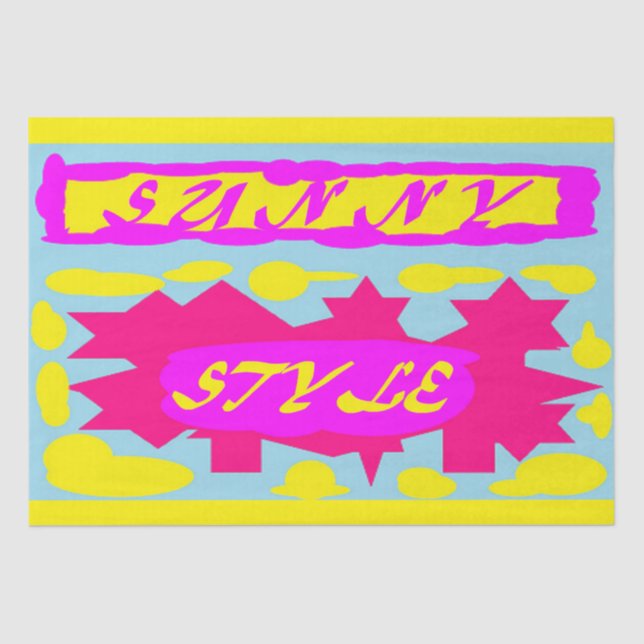 SUNNY STYLE DESIGN PINK LEMON BLUE TISSUE PAPER (Front)