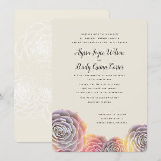 Sunny Succulents Parents Names Wedding Invitations