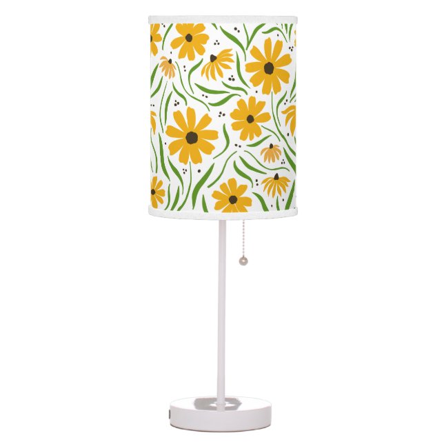 Sunny Summer Cheerful Black-eyed Susan Floral  Table Lamp (Left)