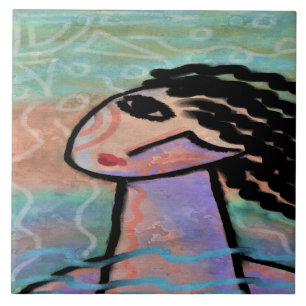 Sunny Summer Day Abstract Digital Painting Ceramic Tile