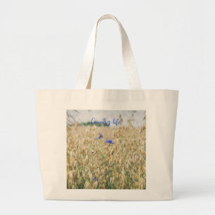 Sunny summer fields large tote bag
