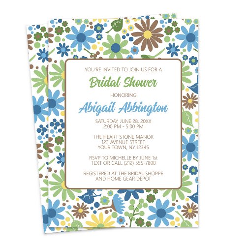 Sunny Summer Flowers Bridal Shower Invitation