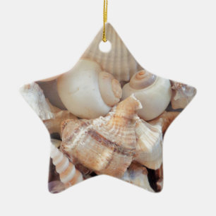 Sunny Summer Seashells, Sea Shells Beach Love Ceramic Ornament