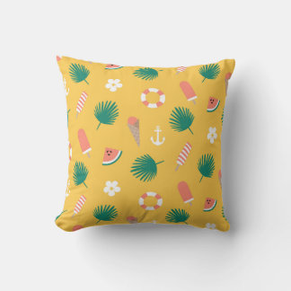 Sunny Summer Treats Pattern Throw Pillow
