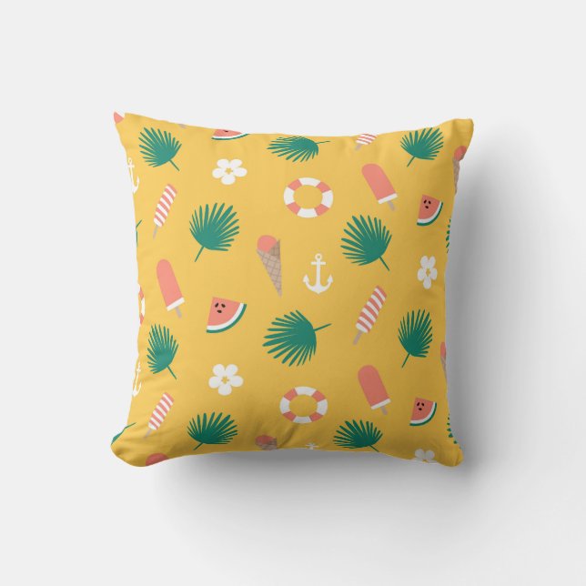 Sunny Summer Treats Pattern Throw Pillow (Front)
