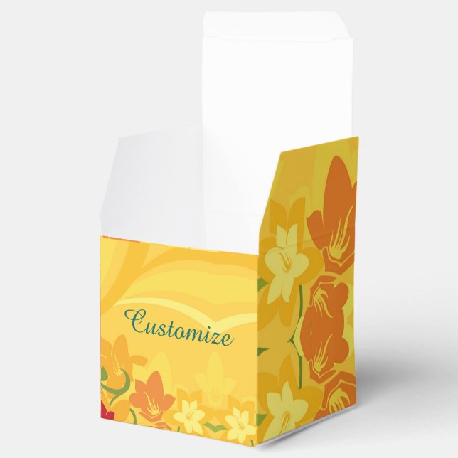 Sunny Summer Yellow Floral Cube Favor Box (Opened)
