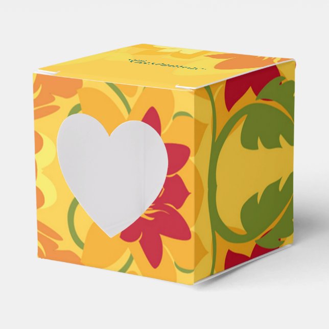 Sunny Summer Yellow Floral Heart Favor Box (Front Side)