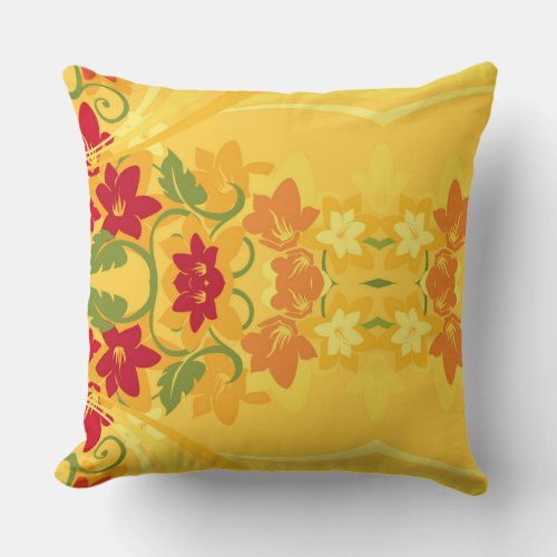 Sunny Summer Yellow Floral Throw Pillow