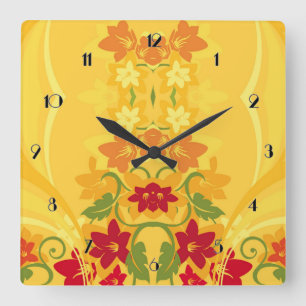 Sunny Summer Yellow Floral Wall Clock