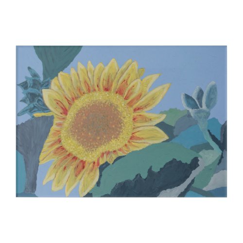 Sunny Summer Yellow Sunflower modern abstract Acrylic Print