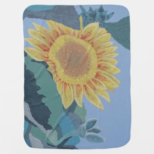 Sunny Summer Yellow Sunflower modern abstract Baby Blanket