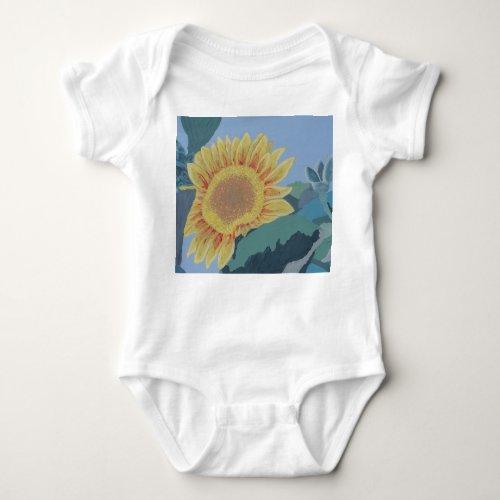 Sunny Summer Yellow Sunflower modern abstract Baby Bodysuit