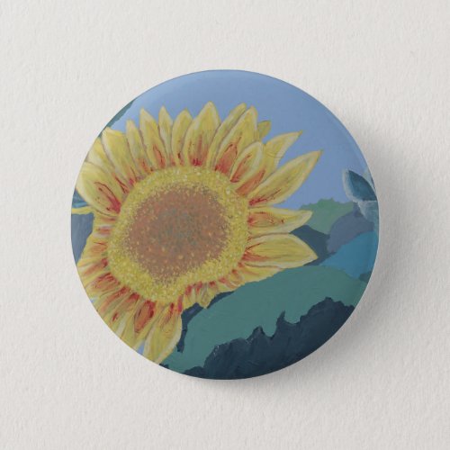 Sunny Summer Yellow Sunflower modern abstract Button