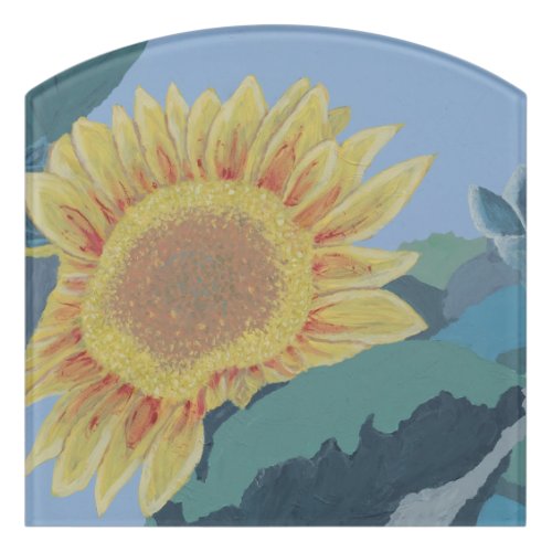 Sunny Summer Yellow Sunflower modern abstract Door Sign