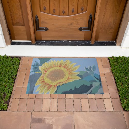 Sunny Summer Yellow Sunflower modern abstract Doormat