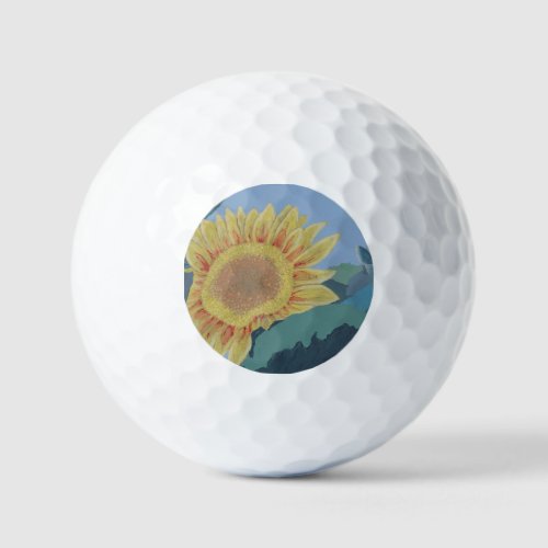 Sunny Summer Yellow Sunflower modern abstract Golf Balls