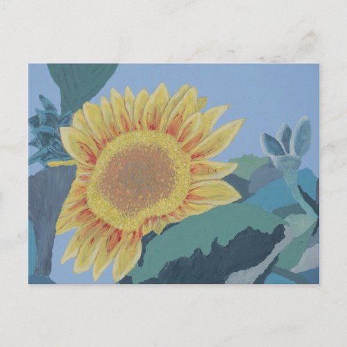Sunny Summer Yellow Sunflower modern abstract Holiday Postcard