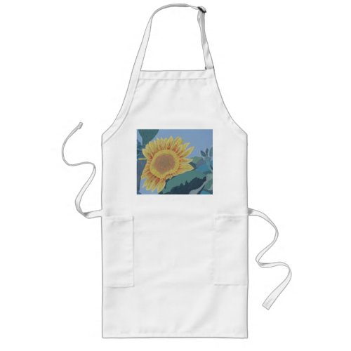 Sunny Summer Yellow Sunflower modern abstract Long Apron