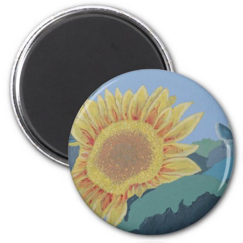Sunny Summer Yellow Sunflower modern abstract Magnet