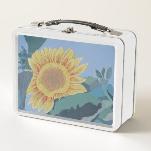 Sunny Summer Yellow Sunflower modern abstract Metal Lunch Box