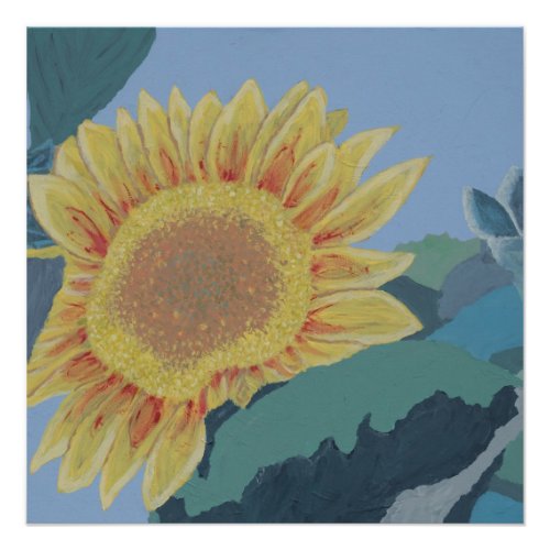 Sunny Summer Yellow Sunflower modern abstract Poster
