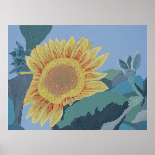 Sunny Summer Yellow Sunflower modern abstract Poster