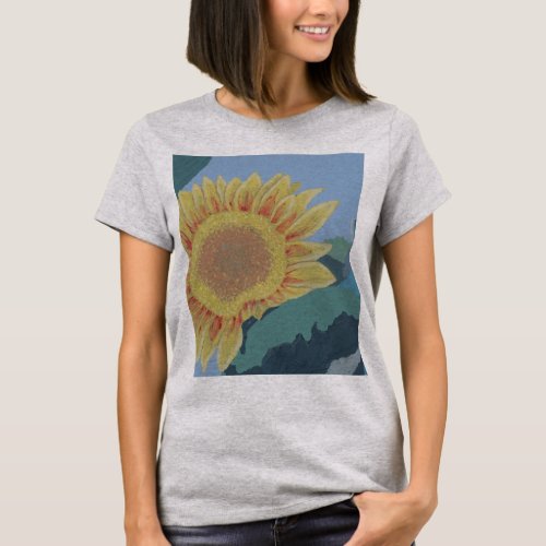 Sunny Summer Yellow Sunflower modern abstract T_Shirt