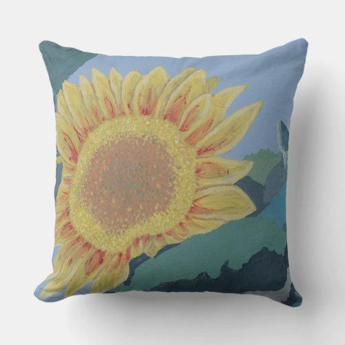 Sunny Summer Yellow Sunflower modern abstract Throw Pillow