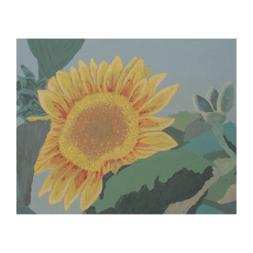 Sunny Summer Yellow Sunflower modern abstract Wood Wall Art
