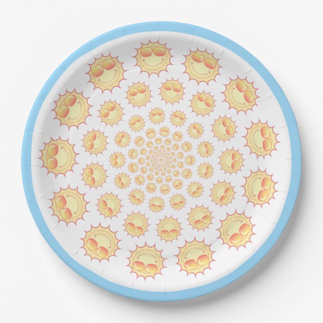Sunny Sun Pattern Paper Plates (Front)