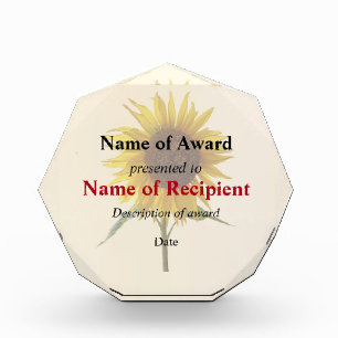 Sunny Sunflower Acrylic Award