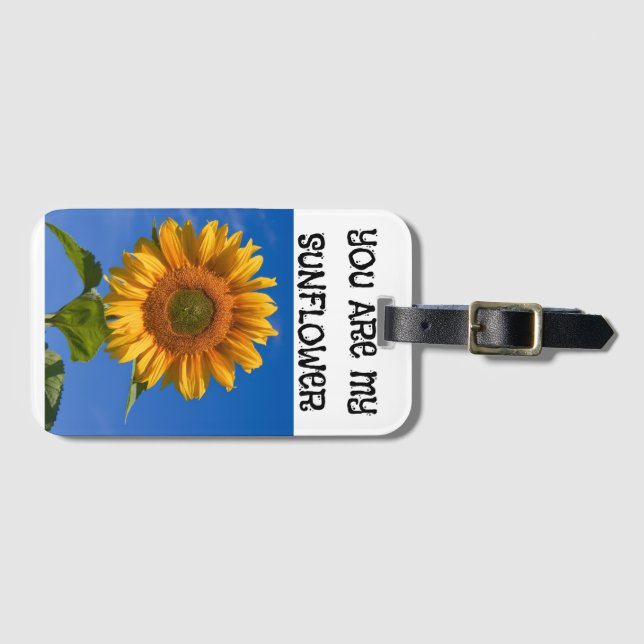 Sunny Sunflower – Cute & Stylish Eco-Frie Luggage Tag (Front Horizontal)