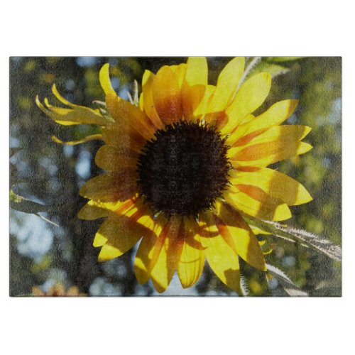 Sunny Sunflower Glass Cutting Board